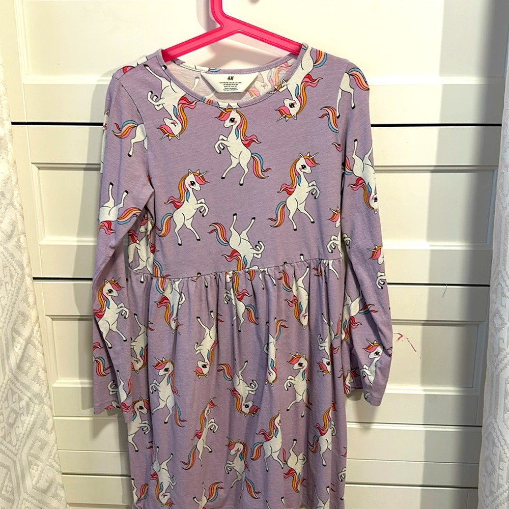 H&M long sleeve unicorn dress